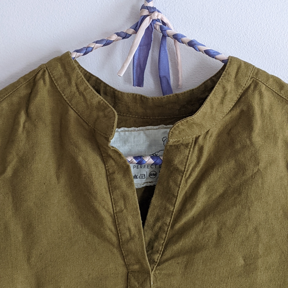 Olive Linen Tunic Dress by notPERFECTLINEN - Picture 3 of 9